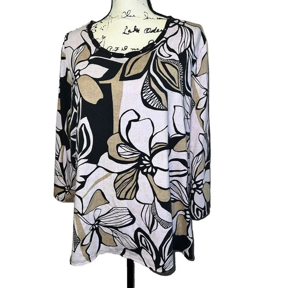 Alfred dunner Women's Floral Blouse cotton blend 1X - Picture 1 of 4